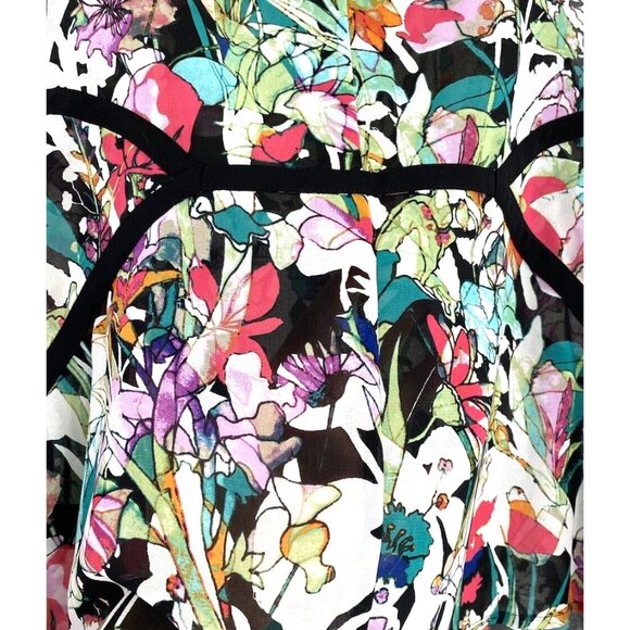Nicole Miller Women's Sleeveless Tropical Floral Colorful Tunic Blouse S - Picture 4 of 8